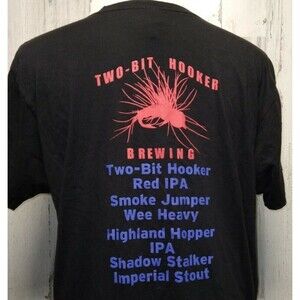 Boomers Place Two Bit Hooker Brewing mens sz XL Black Tee Shirt nice